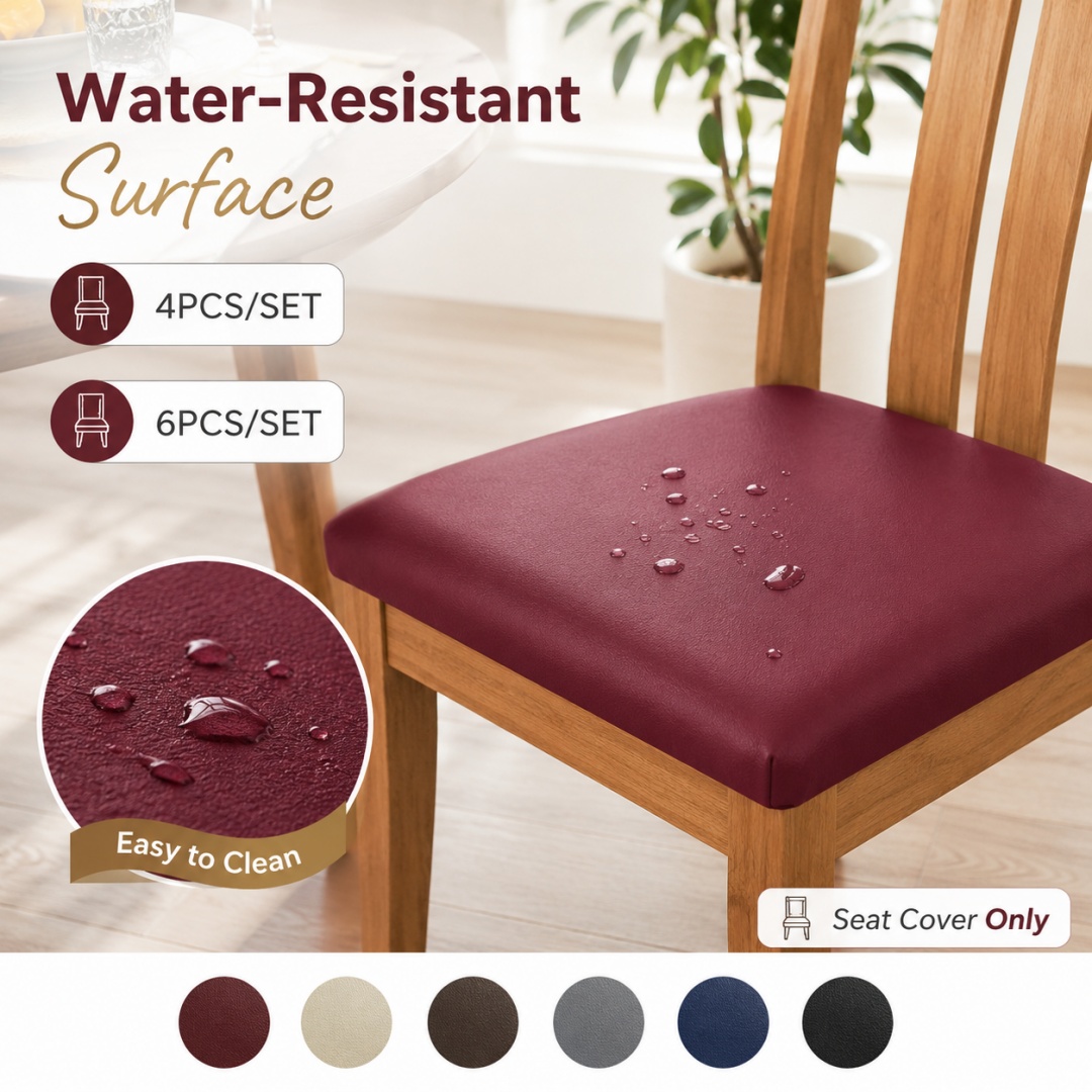 Office Tech Chair - 4/6pcs Sarung Kursi Makan dari Kulit