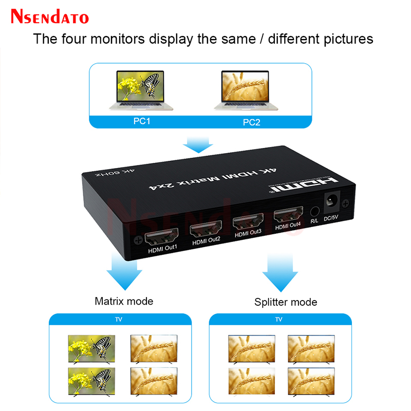 4K 60Hz HDMI Matrix 2x4 untuk  - Hdmi Matrix Switch ulasan dan harga