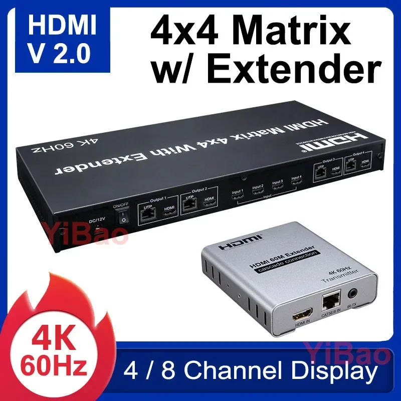 4K 60Hz 4X4 Matrix HDMI2.0 4x4 - Hdmi Matrix Switch ulasan dan harga