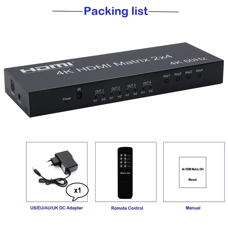 Matriks HDMI 4K 60Hz 2x4, 2 In - Hdmi Matrix Switch ulasan dan harga