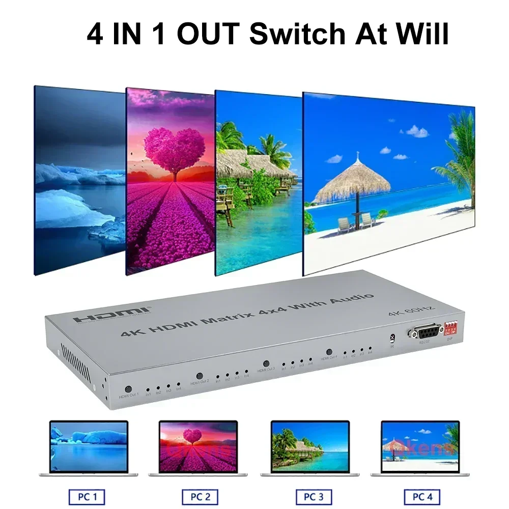Matriks HDMI 4K 60Hz 4x4 denga - Hdmi Matrix Switch ulasan dan harga