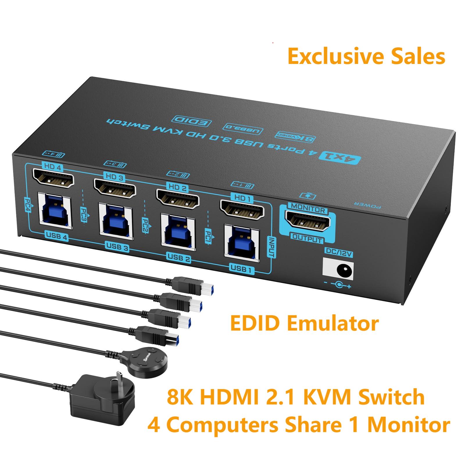 8K HDMI 2.1 KVM Switch 4 Port  - Hdmi Matrix Switch ulasan dan harga
