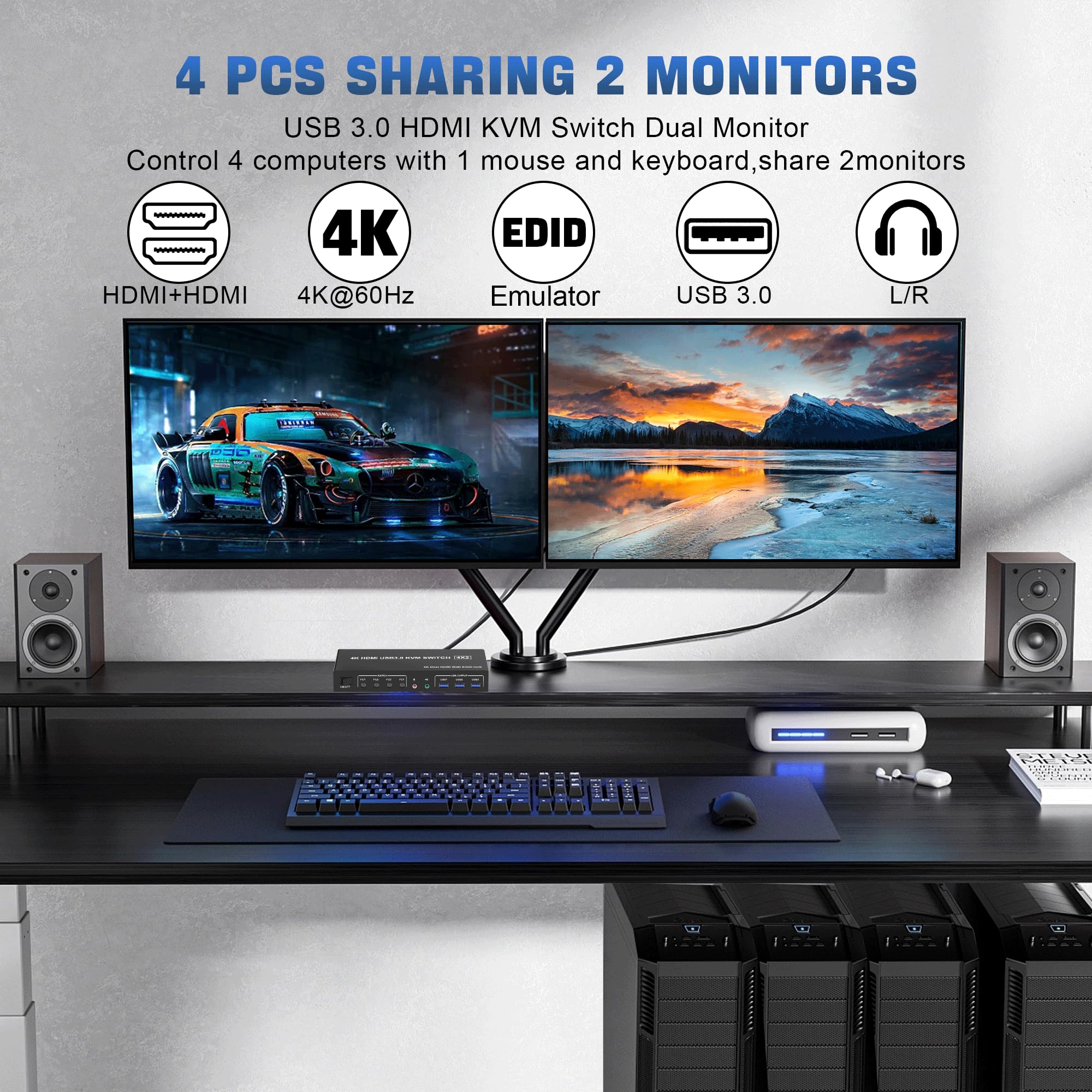 4K USB 3.0 KVM Switch HDMI Mon - Hdmi Matrix Switch ulasan dan harga